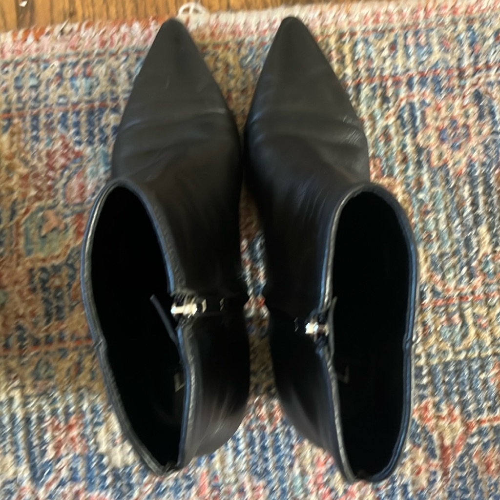 Marc Fisher Black Pointed Toe Ankle Boots Block Heel